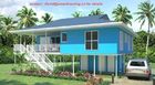 Casa de planta baja prefabricada de dos pisos incombustible de la playa, casas de planta baja caseras azules de la playa