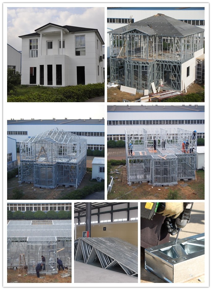 Casa prefabricada estructural de acero del acero del indicador de la luz de la resistencia del chalet/del tifón